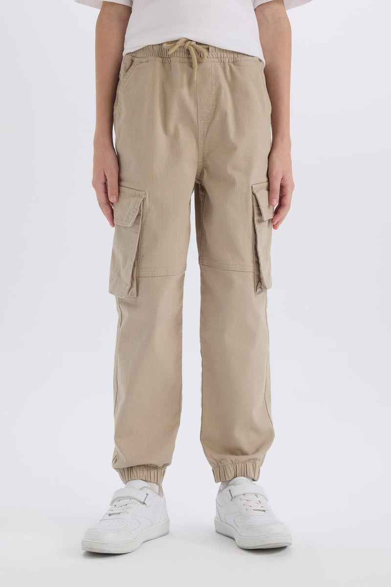 DeFacto Beige Boy Boy Waist Tied Elastic Leg Jogger Cargo Pants Casual - Image 4